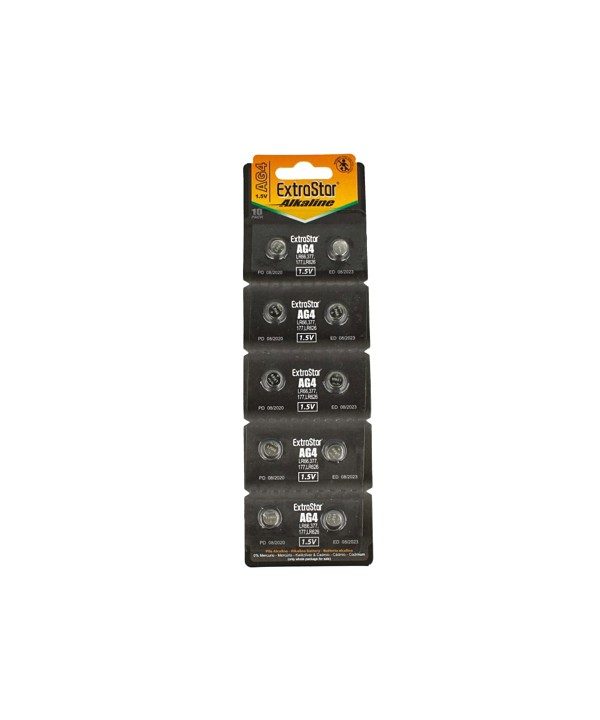 Pila Batteria A Bottone LR626 LR66 177 1,5V Extrastar AG4 Confezione Da 10 Pile
