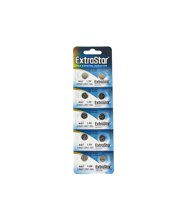 Pila Batteria A Bottone LR927 LR57 195 1,5V Extrastar AG7 Confezione Da 10 Pile