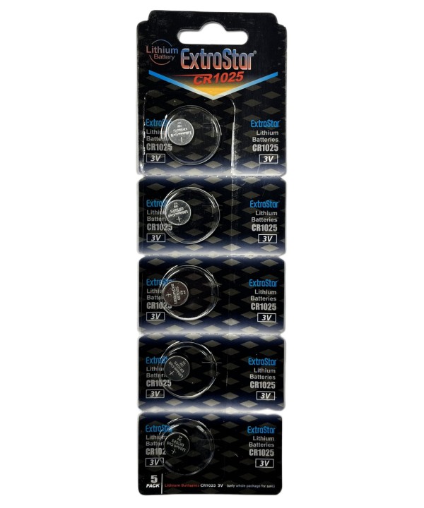 Pila Batteria A Bottone Extrastar CR1025 3V Confezione Da 5 Pile