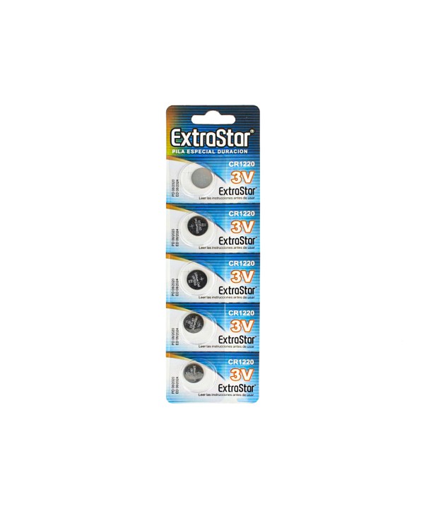 Pila Batteria A Bottone Extrastar CR1220 3V Confezione Da 5 Pile