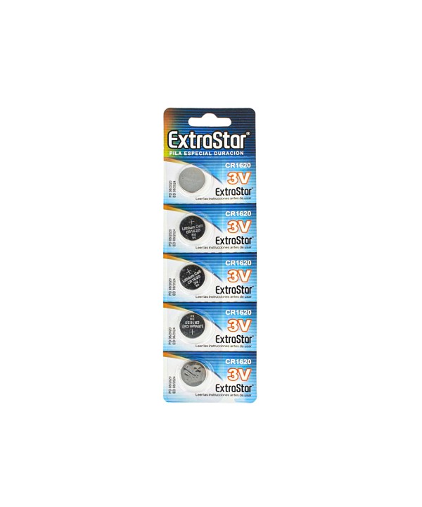 Pila Batteria A Bottone Extrastar CR1620 3V Confezione Da 5 Pile