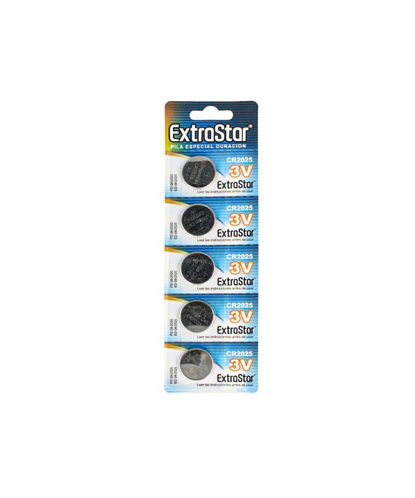 Pila Batteria A Bottone Extrastar CR2025 3V Confezione Da 5 Pile