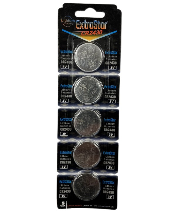 Pila Batteria A Bottone Extrastar CR2430 3V Confezione Da 5 Pile