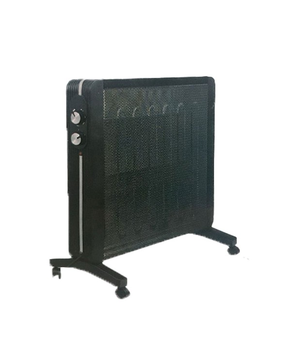 Stufa Elettrica da 1000-2000W Silensiozo e Leggero con manopola intuitiva per Ambiente fino 20mq  Colore Nero L73cm x H62cm