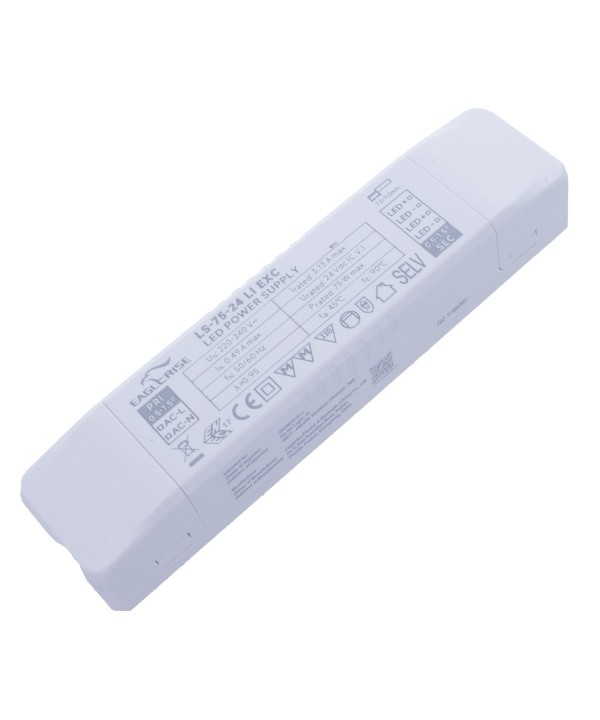 Alimentatore Trasformatore LED Cerificato ENEC Output 75W 24V 3.13A Input 220V Compatibile Meanwell PLC-60-24