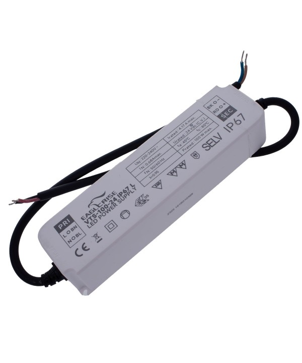 Alimentatore Trasformatore LED Cerificato ENEC Output 100W 24V 4,17A Input 220V IP67 Compatibile Meanwell LPV-100-24