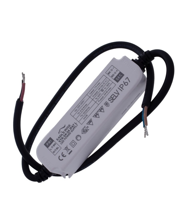 Alimentatore Trasformatore LED Cerificato ENEC Output 24W 24V 1A Input 220V IP67 Compatibile Meanwell LPV-24-24