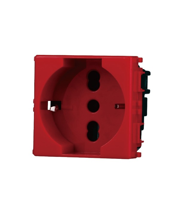 ETTROIT Presa Schuko 2P+T 16A Colore ROSSO Compatibile Con Vimar Plana