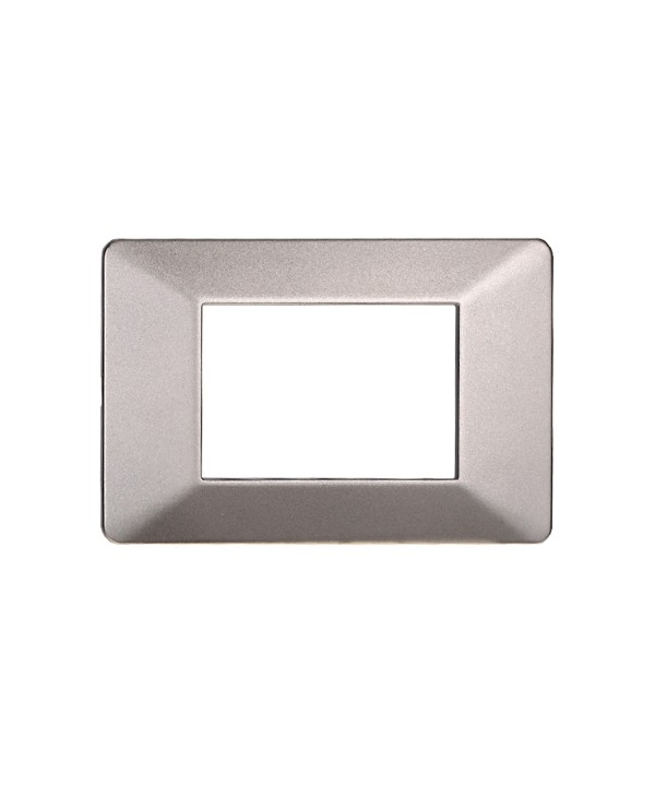 ETTROIT Placca Plastica Serie Starlight 3P Colore Titanio Compatibile Con Vimar Plana