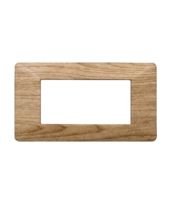 ETTROIT Placca Plastica Serie Starlight 4P Colore Legno Scuro Compatibile Con Vimar Plana