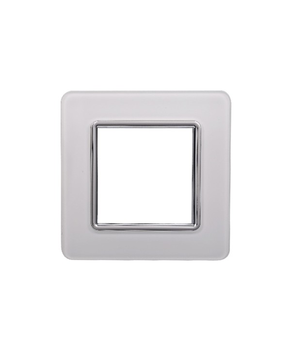 ETTROIT Placca In Vetro Serie Starlight 2P Colore Bianco Compatibile Con Vimar Plana