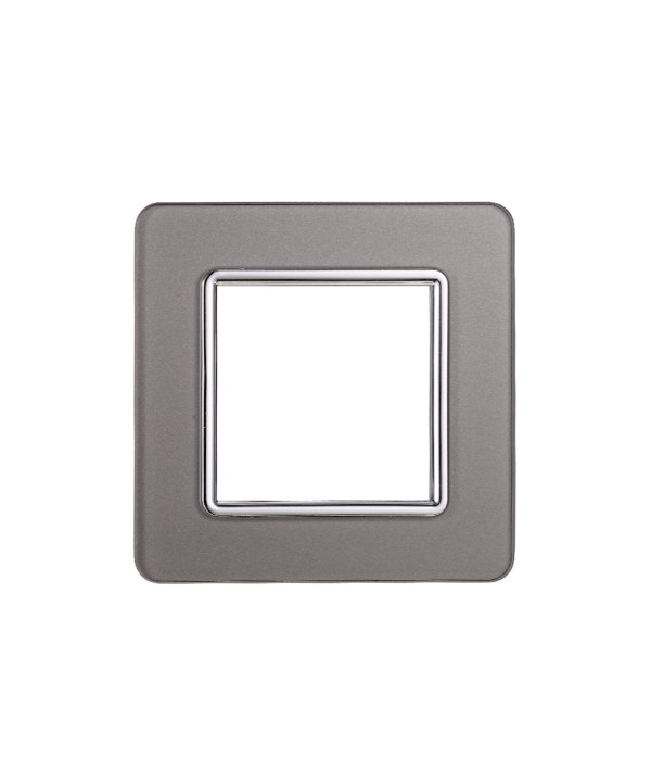 ETTROIT Placca In Vetro Serie Starlight 2P Colore Silver Compatibile Con Vimar Plana