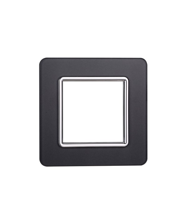 ETTROIT Placca In Vetro Serie Starlight 2P Colore Acciaio Scuro Compatibile Con Vimar Plana