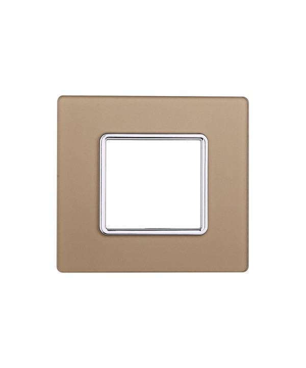 ETTROIT Placca In Vetro Serie Starlight 2P Colore Oro Compatibile Con Vimar Plana