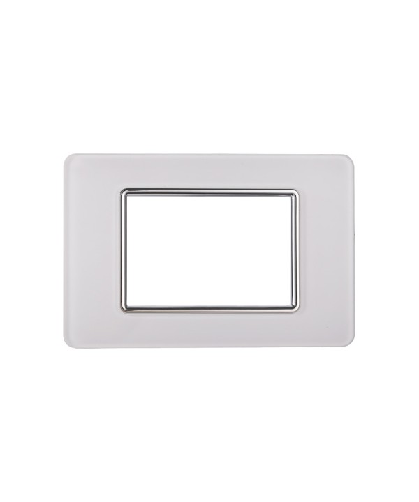 ETTROIT Placca In Vetro Serie Starlight 3P Colore Bianco Compatibile Con Vimar Plana