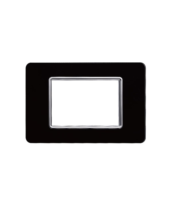 ETTROIT Placca In Vetro Serie Starlight 3P Colore Nero Compatibile Con Vimar Plana