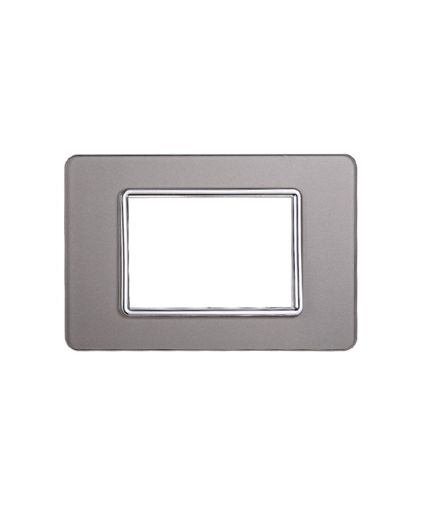 ETTROIT Placca In Vetro Serie Starlight 3P Colore Silver Compatibile Con Vimar Plana