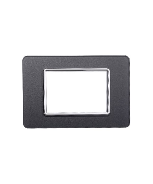 ETTROIT Placca In Vetro Serie Starlight 3P Colore Acciaio Scuro Compatibile Con Vimar Plana