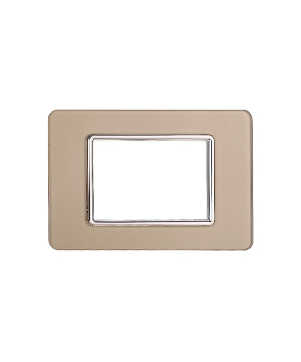 ETTROIT Placca In Vetro Serie Starlight 3P Colore Oro Compatibile Con Vimar Plana