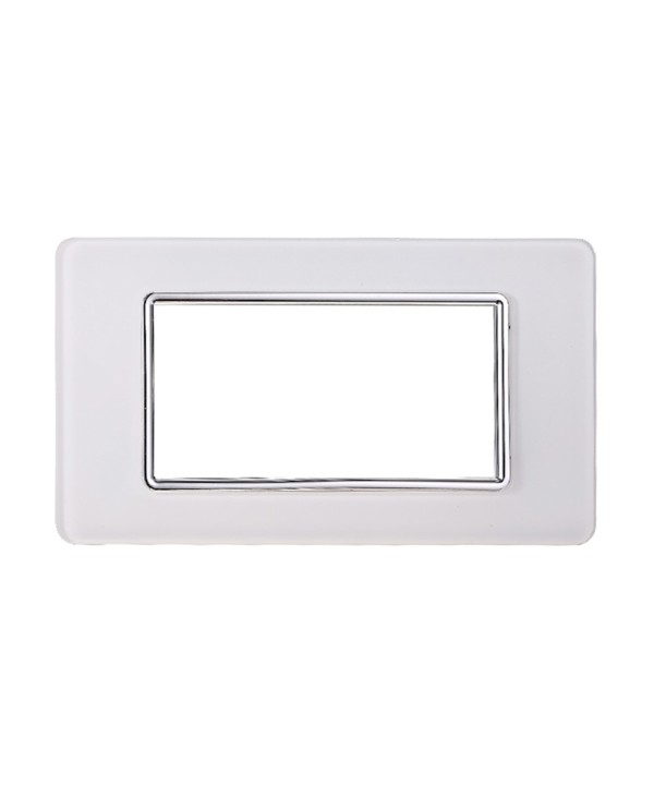 ETTROIT Placca In Vetro Serie Starlight 4P Colore Bianco Compatibile Con Vimar Plana