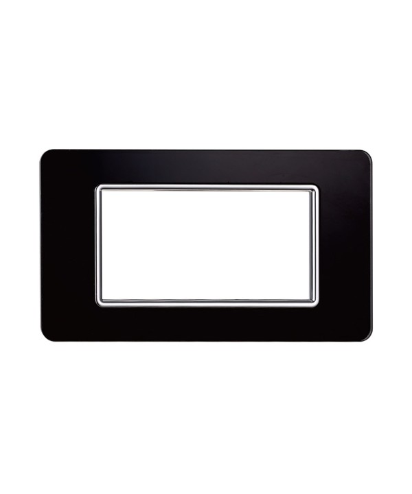ETTROIT Placca In Vetro Serie Starlight 4P Colore Nero Compatibile Con Vimar Plana