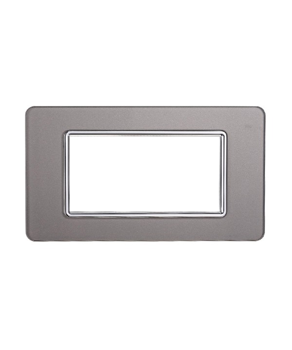 ETTROIT Placca In Vetro Serie Starlight 4P Colore Silver Compatibile Con Vimar Plana