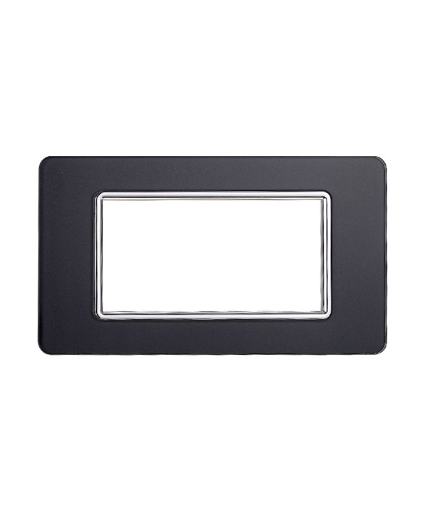 ETTROIT Placca In Vetro Serie Starlight 4P Colore Acciaio Scuro Compatibile Con Vimar Plana
