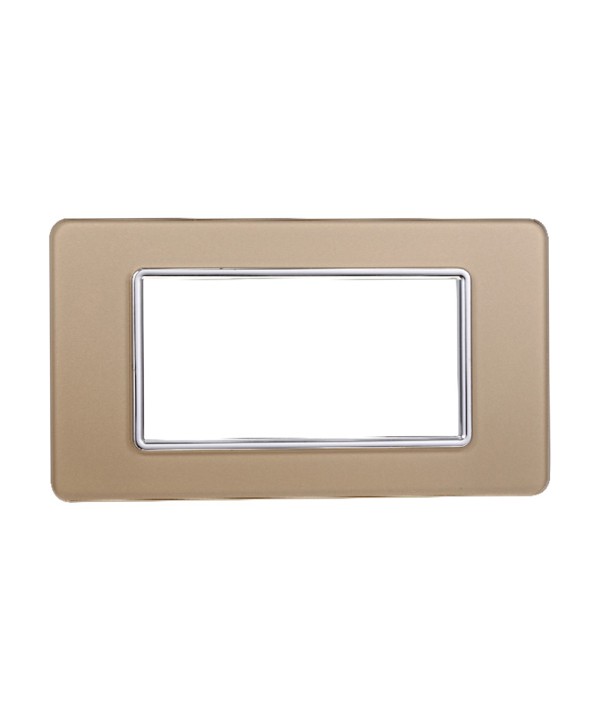 ETTROIT Placca In Vetro Serie Starlight 4P Colore Oro Compatibile Con Vimar Plana