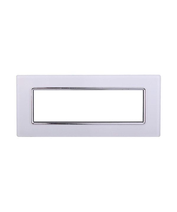ETTROIT Placca In Vetro Serie Starlight 7P Colore Bianco Compatibile Con Vimar Plana