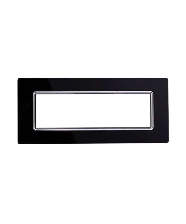 ETTROIT Placca In Vetro Serie Starlight 7P Colore Nero Compatibile Con Vimar Plana