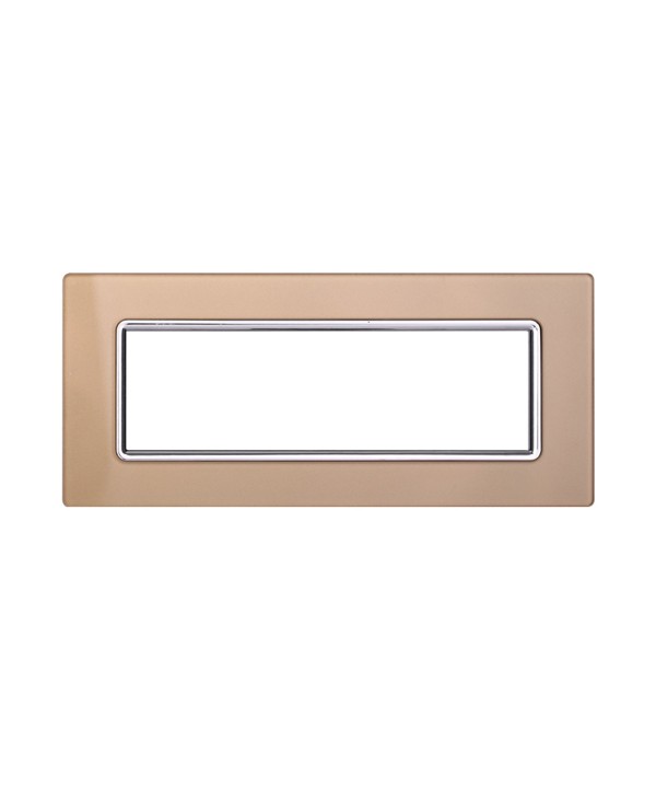 ETTROIT Placca In Vetro Serie Starlight 7P Colore Oro Compatibile Con Vimar Plana