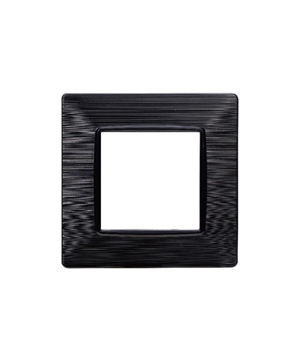 ETTROIT Placca Plastica Serie Starlight 2P Colore Nero Satinato Compatibile Con Vimar Plana