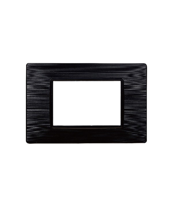 ETTROIT Placca Plastica Serie Starlight 3P Colore Nero Satinato Compatibile Con Vimar Plana