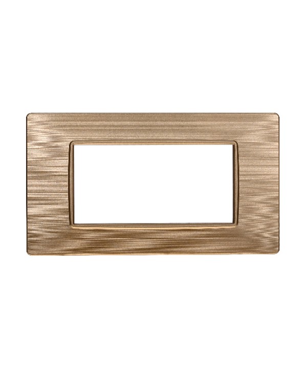 ETTROIT Placca Plastica Serie Starlight 4P Colore Oro Satinato Compatibile Con Vimar Plana
