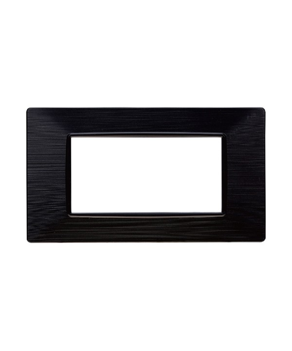 ETTROIT Placca Plastica Serie Starlight 4P Colore Nero Satinato Compatibile Con Vimar Plana