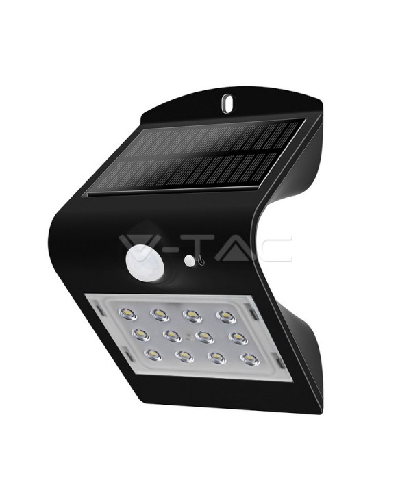 Faretto Led Ricaricabile Da Parete Con Pannello Solare Sensore PIR Movimento Crepuscolare 1,5W Bianco Neutro IP65 Esterno SKU-8277