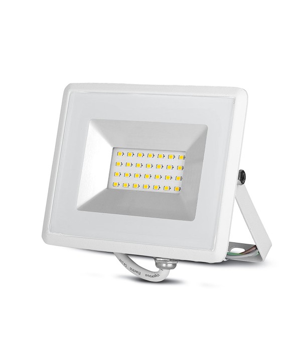 Faro Led Flood Light 20W Carcassa Bianca IP65 Freddo 6400K Super Slim SKU-5951