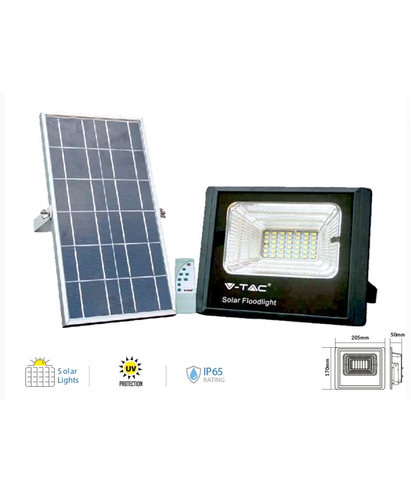 Faro Led Flood Light Con Pannello Solare 25W Freddo 6000K IP65 Telecomando Incluso SKU-94006