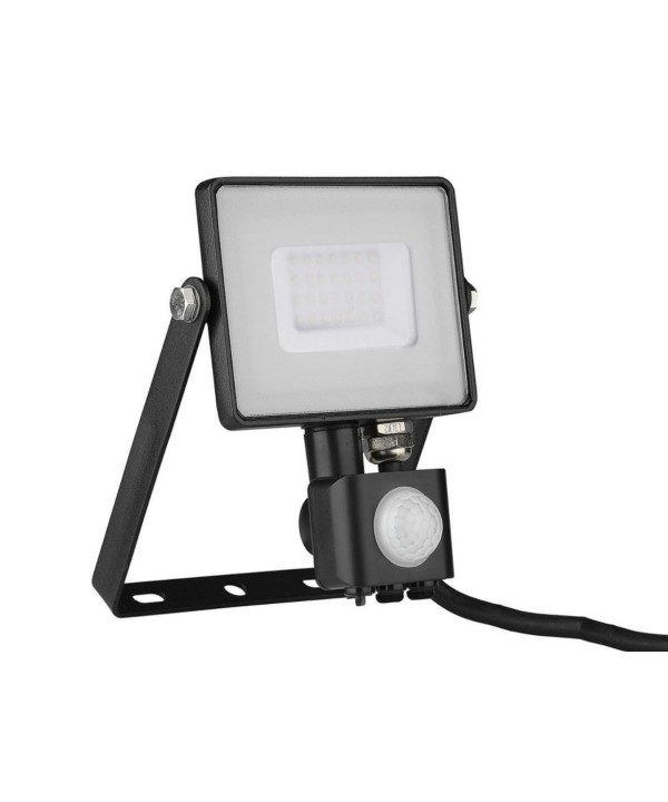 Faro Led Flood Light Slim 30W IP65 Neutro 4000K Carcassa Nera con Sensore PIR di Movimento e Crepuscolare Chip Samsung SKU-461