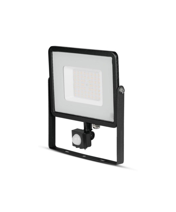 Faro Led Flood Light Slim 50W IP65 Neutro 4000K Carcassa Nera con Sensore PIR di Movimento e Crepuscolare Chip Samsung SKU-470