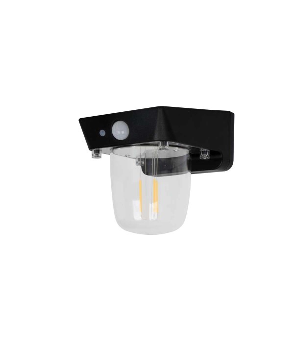 Faro Led Solare Da Parete 1,2W 120LM 3000K Rotondo Trasparente Interrrutore 3 Modalità
