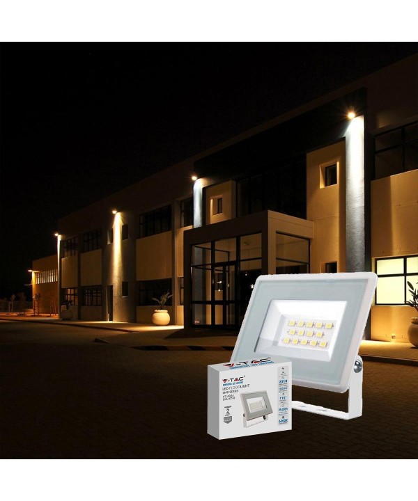 Faro Led Flood Light 30W 2510lm IP65 Slim 150x122x27mm Carcassa Bianca Luce 6400K SKU-6748