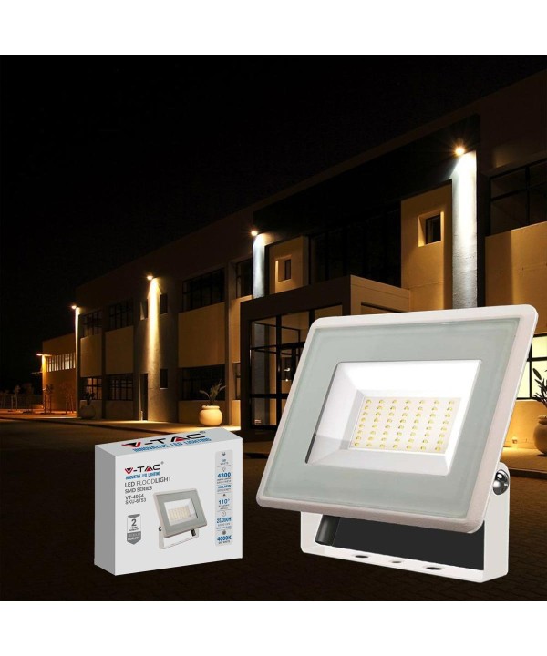 Faro Led Flood Light 50W 4300lm IP65 Slim 180x150x27mm Carcassa Bianca Luce 4000K SKU-6753