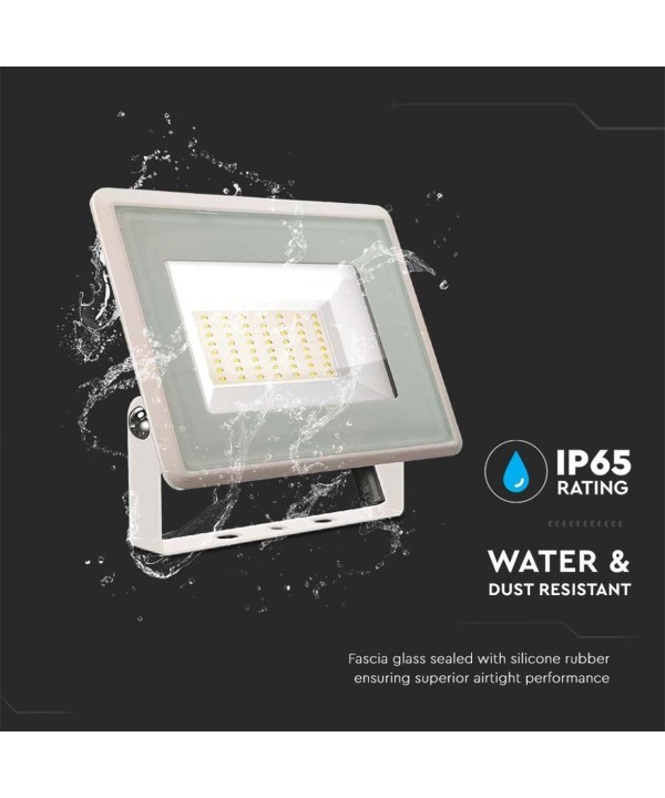 Faro Led Flood Light 50W 4300lm IP65 Slim 180x150x27mm Carcassa Bianca Luce 6400K SKU-6754