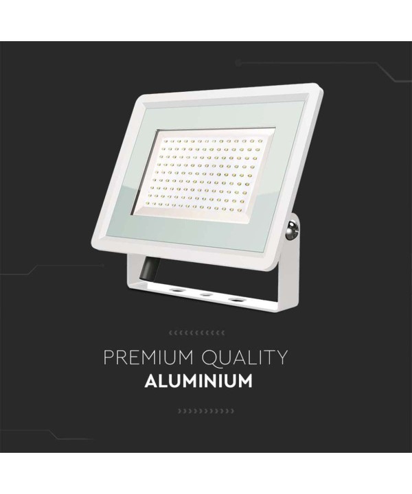 Faro Led Flood Light 100W 8700lm IP65 Slim 270x222x27mm Carcassa Bianca Luce 6400K SKU-6726