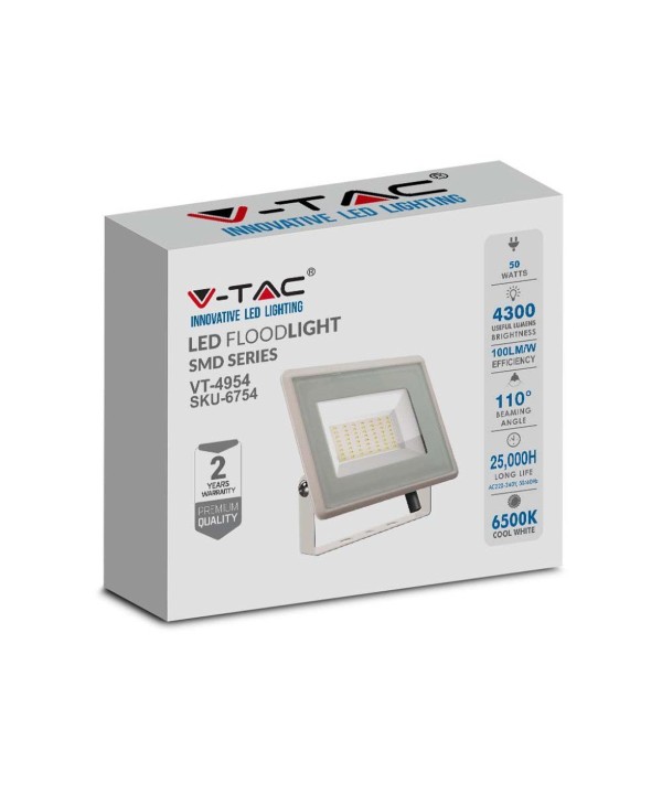 Faro Led Flood Light 200W 17600lm IP65 Slim 400x333x33mm Carcassa Bianca Luce 4000K SKU-6735