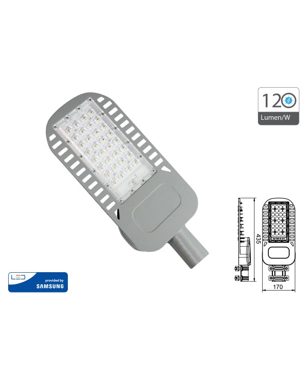 Lampione Stradale Led 50W 6400K 120lm/W Street Lamp Per Strada Giardino Villa IP65 SKU-21959