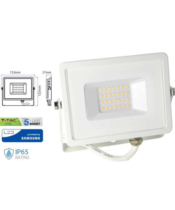 Faro Led Flood Light 20W IP65 Bianco Caldo Super Slim Chip Samsung Garanzia 5 Anni SKU-442