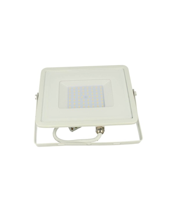 Faro Led Flood Light 50W IP65 Caldo 3000K Super Slim 28mm Carcassa Bianca Samsung Garanzia 5 Anni SKU-21409