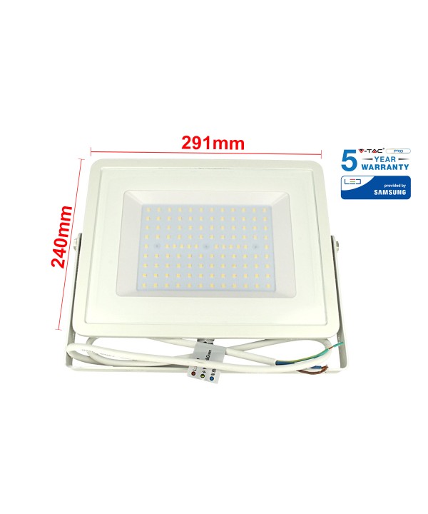 Faro Led Flood Light 100W IP65 Bianco Neutro Super Slim 30mm Carcassa Bianca Samsung Garanzia 5 Anni SKU-21416